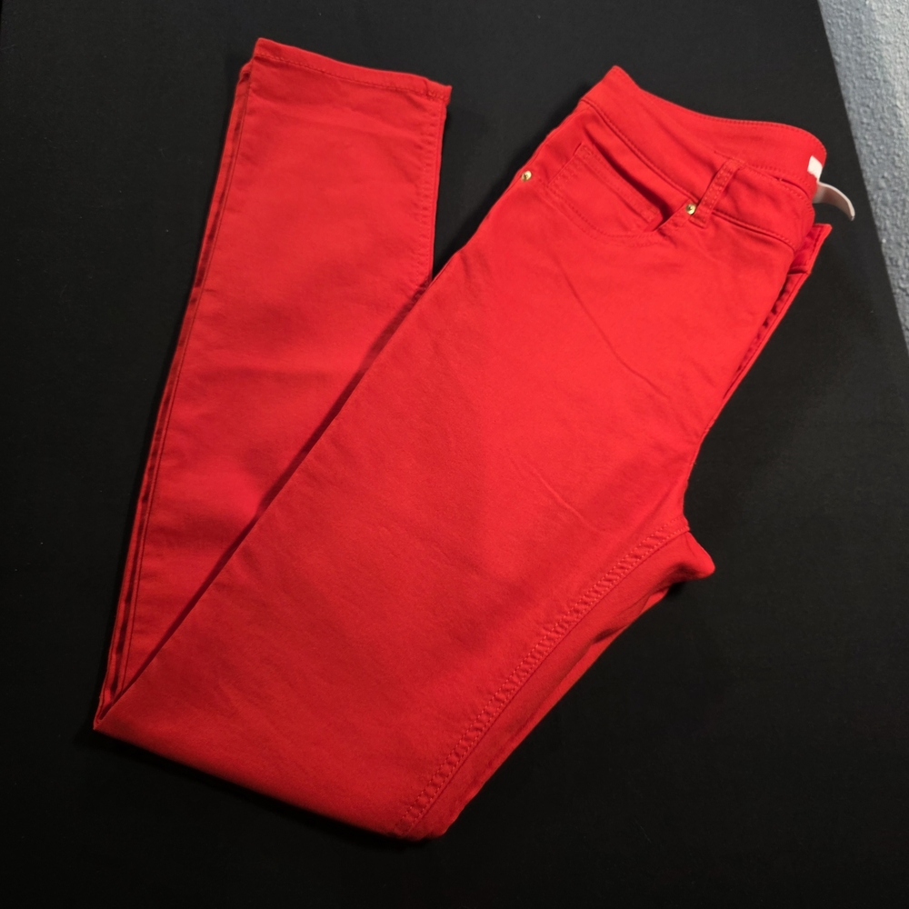 H&M Vibrant‎ Red Light Weight Skinny Jeans, Women's Size 10